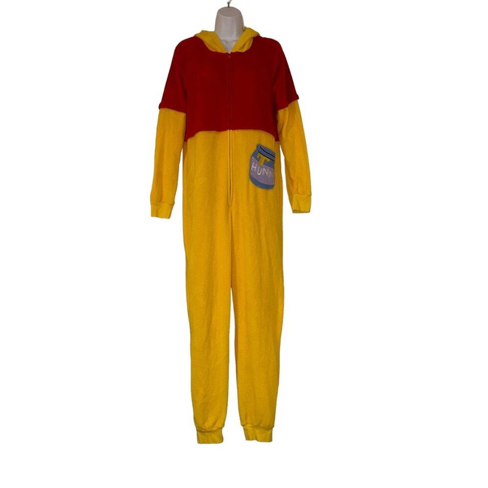 Disney Winnie the Pooh Pajamas Womens L Hunny Pot Honey PJs Unionsuit Costume